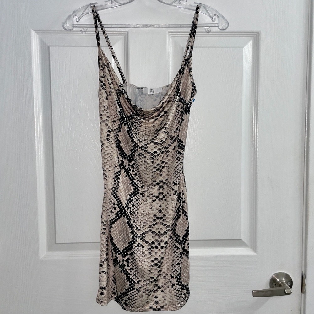 Missguided Cowl Neck Snake Print Mini Slip Dress Size 6